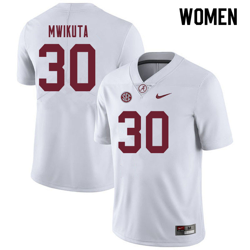 Alabama Crimson Tide Women's King Mwikuta #30 White NCAA Nike Authentic Stitched 2019 College Football Jersey RI16H75BO